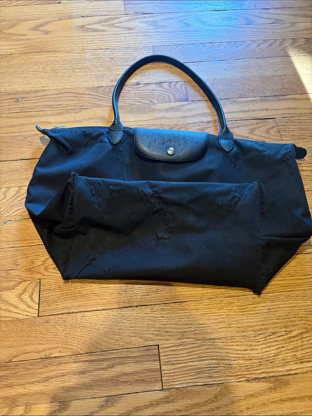 Longchamp Black Le Pilage Tote with silver hardware - Picture 5 of 10